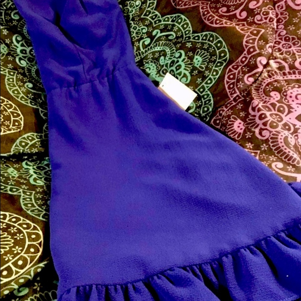 Juniors Electric Blue Halter Style Ruffled Mini Dress, NWT, Size 7/8